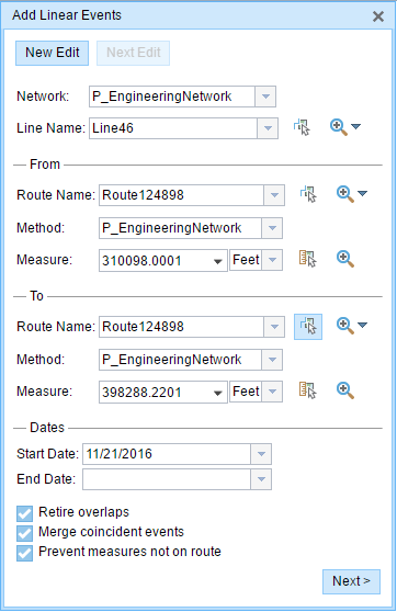 Add Linear Events with user-configured from and to methods and measures Add Linear Events with user-configured from and to methods and measures