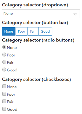 Category selector display types Category selector display types