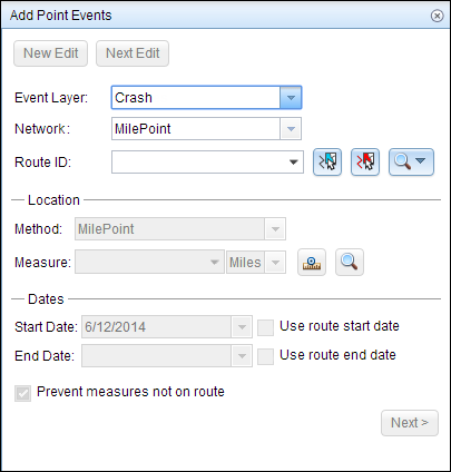 Add Point Events widget Add Point Events widget